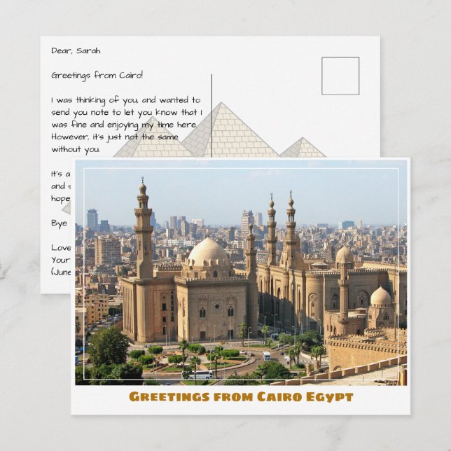 Cairo Egypt with Mosque Postcard (Front/Back)