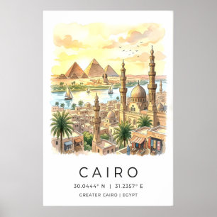 Cairo Landscape Print Iconic Landmarks and River