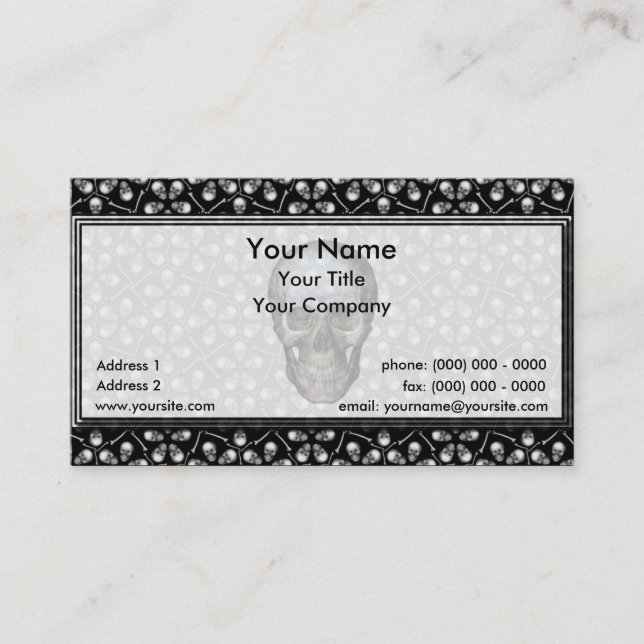Cairo Lg White Skulls Business Card (Front)