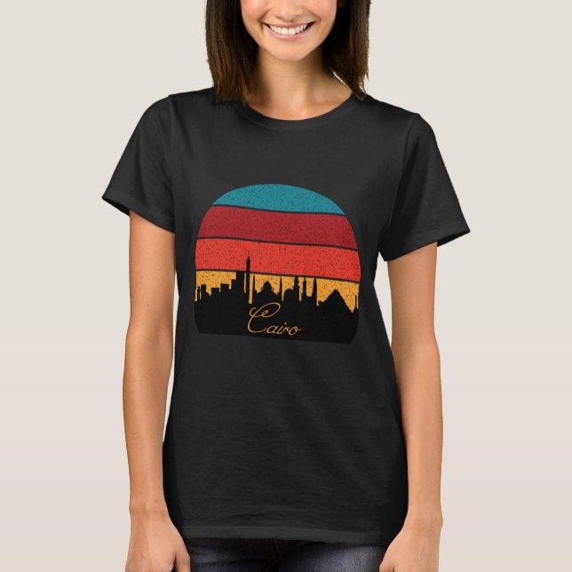Cairo Pyramids Travel Retro Black Shirt (Front)