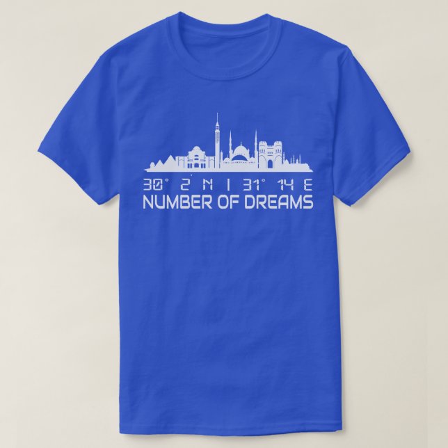 Cairo Skyline Gps Coordinates Egypt T-Shirt (Design Front)