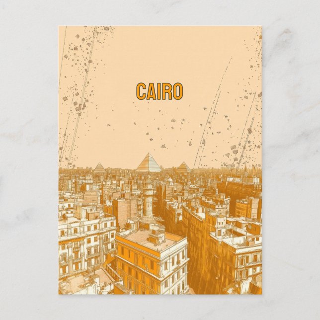 Cairo Skyline with the Pyramids Postcard (Front)
