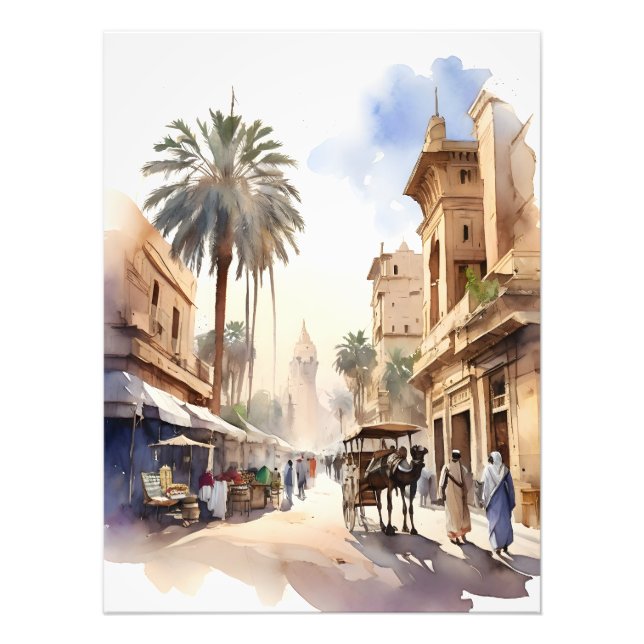 Cairo watercolor art photo print (Front)