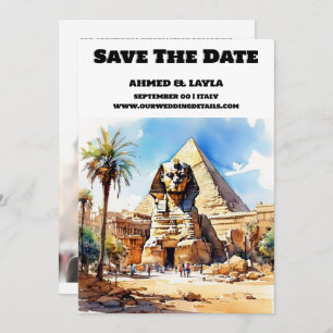 Cairo wedding save the date Sphinx pyramid Egypt
