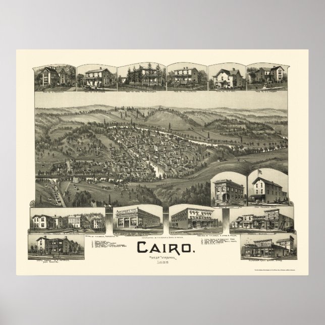 Cairo, WV Panoramic Map - 1899 Poster (Front)