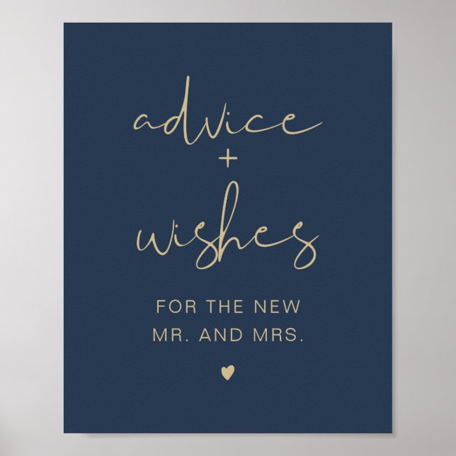 CAITLIN Elegant Navy & Gold Advice & Wishes Sign (Front)
