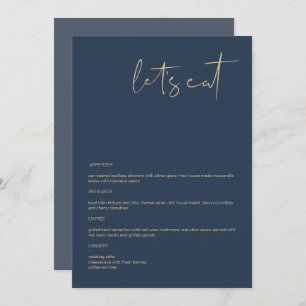 CAITLIN Modern Navy and Gold 5x7" Let's Eat Menu