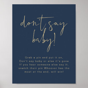 CAITLIN Modern Navy and Gold Don't Say Baby Sign