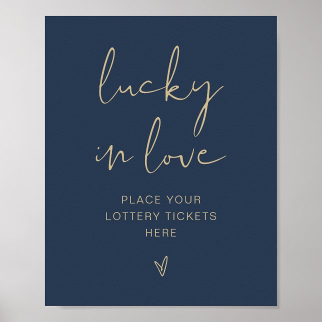 CAITLIN Modern Navy and Gold Lucky in Love Sign (Front)