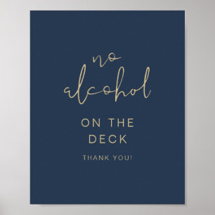 CAITLIN Modern Navy and Gold No Alcohol Sign