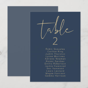 CAITLIN Modern Navy and Gold Table Seating Card