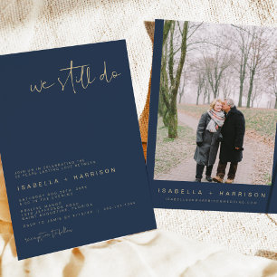 CAITLIN Modern Navy and Gold Vow Renewal  Invitati Invitation