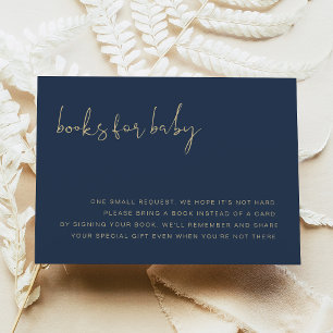 CAITLIN Modern Navy Blue and Gold Books For Baby Invitation