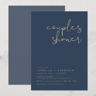 CAITLIN Modern Navy Blue and Gold Couples Shower Invitation