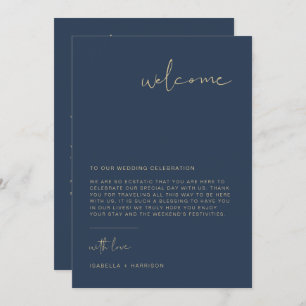 CAITLIN Modern Navy Welcome Letter Timeline Card