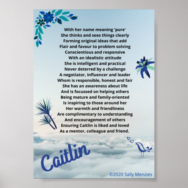 "Caitlin" Name Poem Poster (Front)