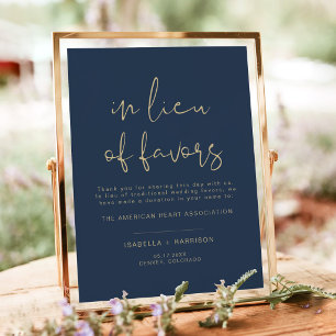 CAITLIN Navy and Gold In Lieu of Favours Wedding Poster