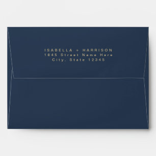 CAITLIN Navy and Gold Wedding Return Address Envelope