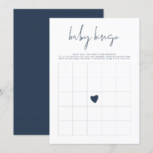 CAITLIN Navy Blue and Gold Baby Shower Bingo Game Invitation