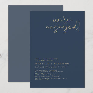 CAITLIN Navy Blue and Gold Engagement Announcement