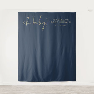 CAITLIN Navy Blue Baby Shower Photo Tapestry