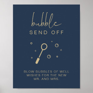 CAITLIN Navy Blue Bubble Send Off Wedding Sign