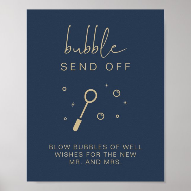 CAITLIN Navy Blue Bubble Send Off Wedding Sign (Front)