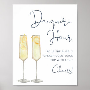 CAITLIN Navy Blue Modern Bridal Daiquiri Hour Poster