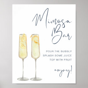 CAITLIN Navy Blue Modern Bridal Mimosa Bar Sign