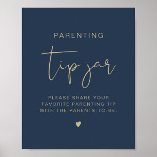 CAITLIN Navy & Gold Boho Tip Jar and Advice Sign