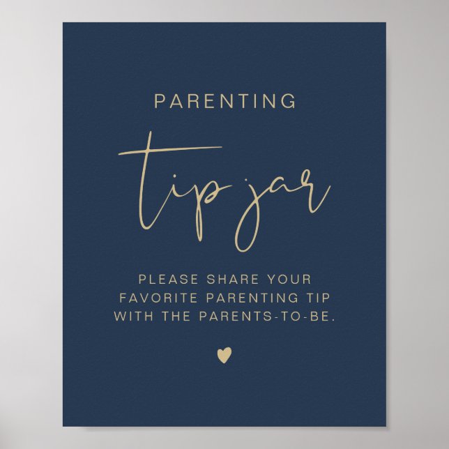 CAITLIN Navy & Gold Boho Tip Jar and Advice Sign (Front)