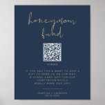 CAITLIN Navy & Gold Honeymoon Fund Wedding Sign<br><div class="desc">This printable honeymoon fun sign template template features an edgy handwritten font and modern minimalist design paired with gold and navy colour combination. Use this sign for your minimalist or contemporary wedding. Pair with other items from the CAITLIN Collection for a cohesive look. ADDING A QR CODE: • VISIT goqr.me...</div>