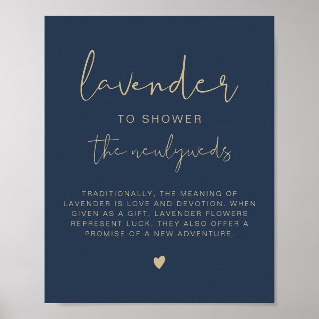 CAITLIN Navy & Gold Lavender Toss Wedding Sign (Front)