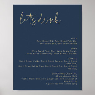 CAITLIN Navy & Gold Let's Drink Bar Menu Sign