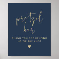 CAITLIN Navy & Gold Minimalist Pretzel Bar Sign