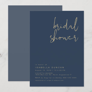 CAITLIN- Navy Gold Modern Minimal Bridal Shower Invitation