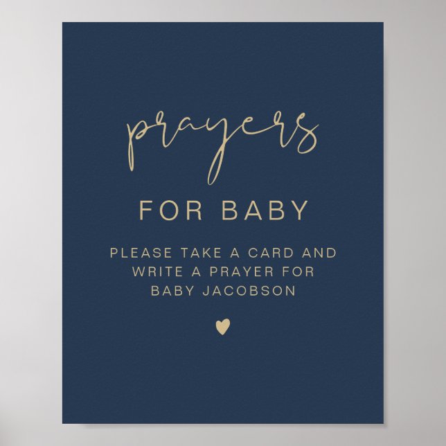 CAITLIN Navy & Gold Shower Prayers for Baby Sign (Front)