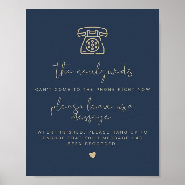 CAITLIN Navy & Gold Telephone Guestbook Sign  (Front)