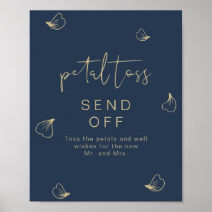 CAITLIN Navy & Gold Wedding Petal Toss Send Off  Poster
