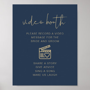 CAITLIN Navy & Gold Wedding Video Booth Sign