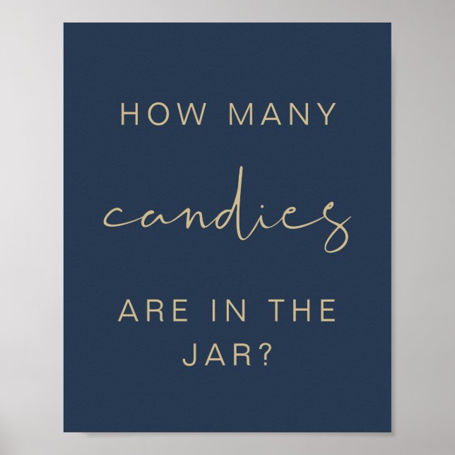 CAITLIN Navy How Many Candies Baby Shower Game Poster (Front)