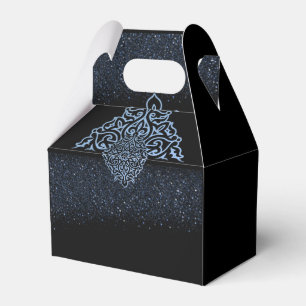 Caja de regalo con decoración y purpurina azul favour box