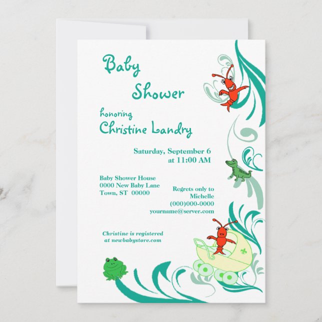 Cajun Baby Shower Gender Neutral (white) Invitation (Front)