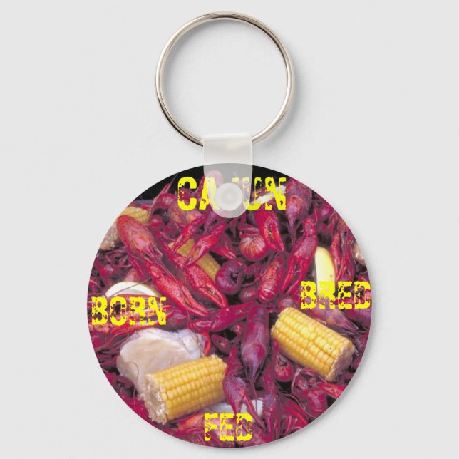 Cajun Born Bred Fed crawfish photo keyring (Front)