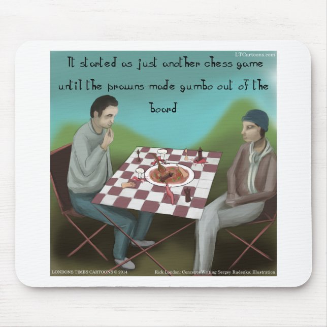 Cajun Chess Funny Cartoon Mouse Mat (Front)