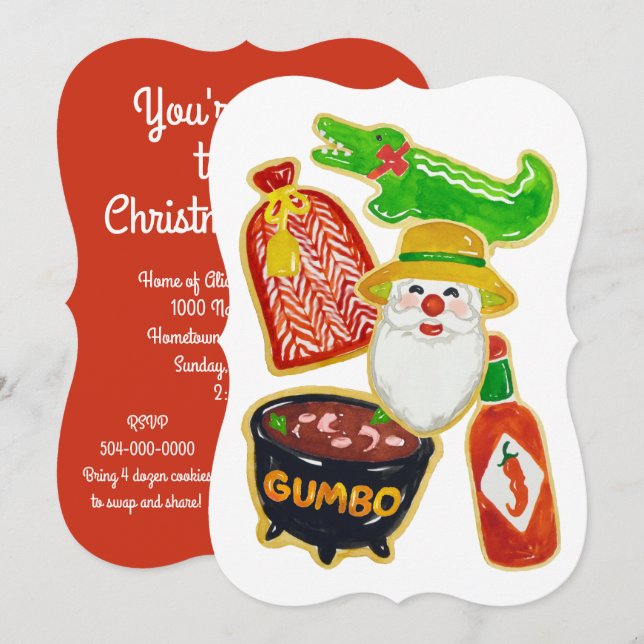 Cajun Christmas Cookies Invitations (Front/Back)
