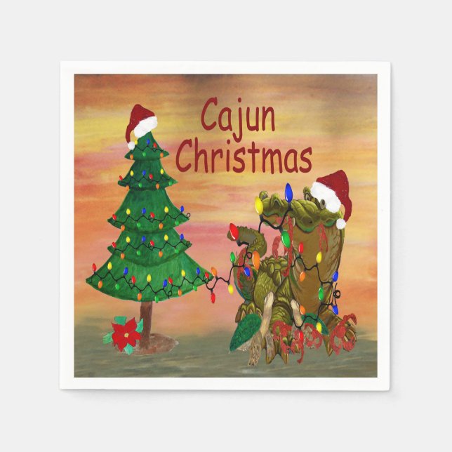 Cajun Christmas Holiday party Napkin (Front)