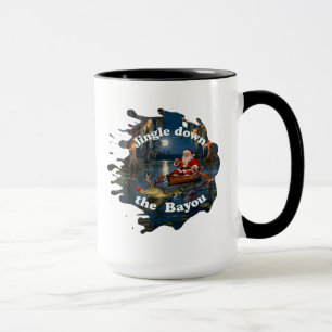 Cajun Christmas Santa Alligator Canoe Mug