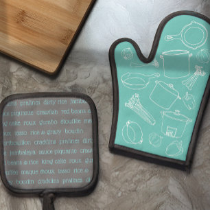 Cajun Cooking Essentials Oven Mitt and Pot Holders Oven Mitt & Pot Holder Set