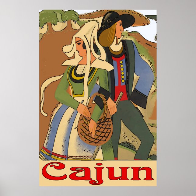 Cajun Couple with Oaks Poster (Front)